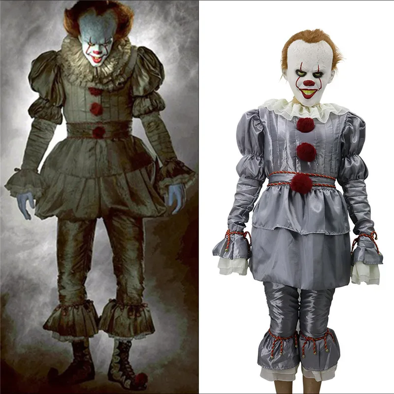 Фильм Stephen King's It Pennywise одежда для клоуна маска Тима Карри ужасная Маска Косплей Хэллоуин вечерние реквизит Клоун Маска латекс