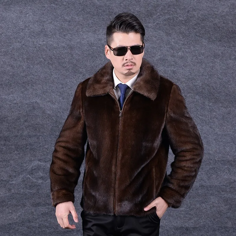 

Fashion Mens Loose Fit Mink Fur Jacket High Quality Winter Turn-down Collar Warm Faux Fur Coats Zipper Fur Windbreaker Men L-3XL