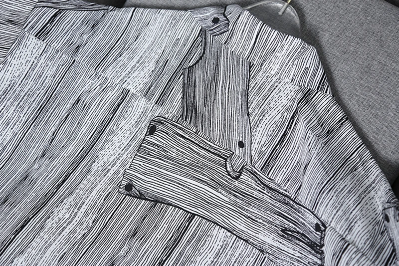 [EAM] Women Black Pattern Printed Big Size Blouse