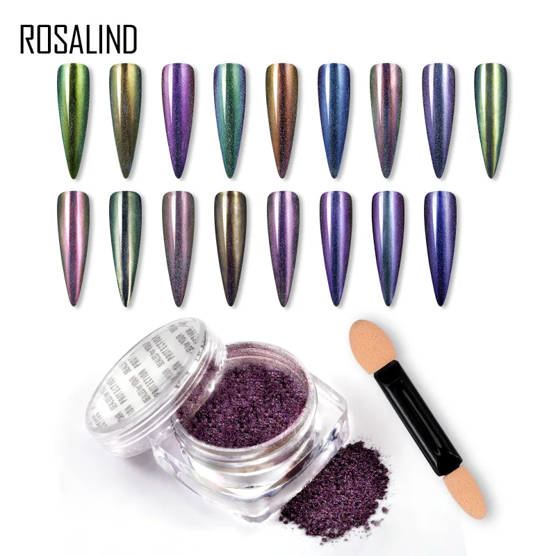 

Clearance Discount ROSALIND 0.2g Laser Peacock Powder Nail Glitter Pigment Decoration For Manicure Base Top Coat Design Nail Art