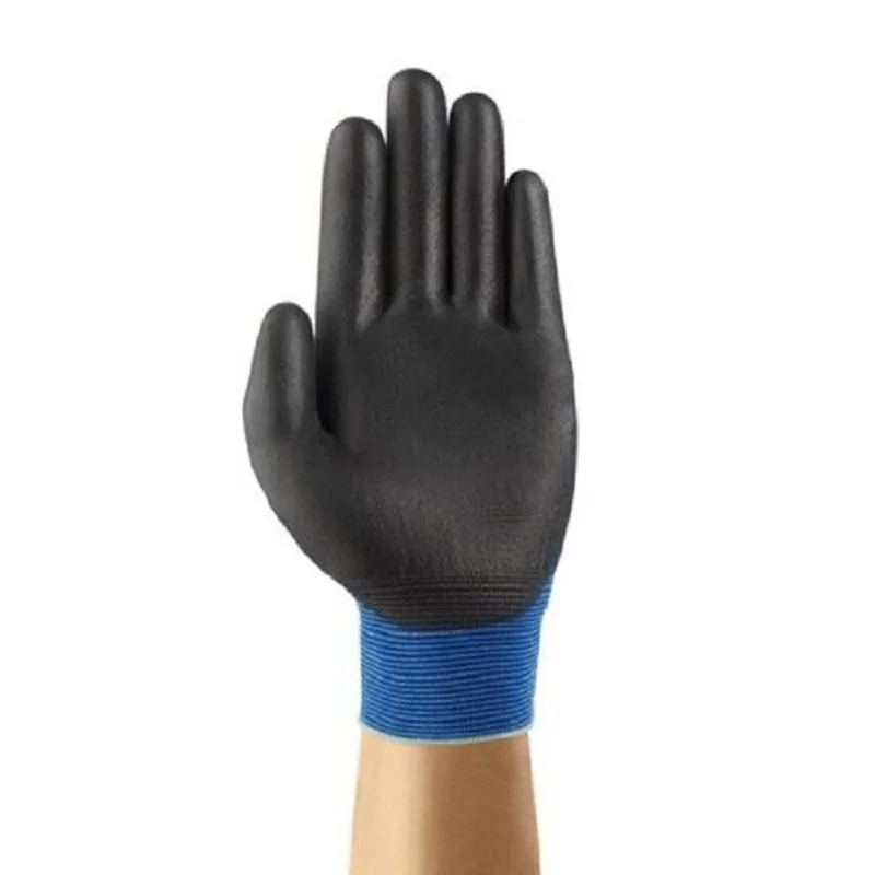 

Ansell HyFlex® 11-618 (144 pairs) Palm coated by black PU , dark blue nylon lining, universal gloves AA005