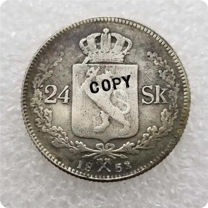 1845-1855 Норвегия 24 скиллинга копия монет - Цвет: 1853