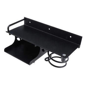 

Hair Dryer Holder Styling Tools Wall Mounted Hanging Rack Bathroom Shower Organizer Tray Storage, Space Aluminum, Black