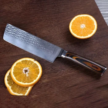 

Chinese Chef Knife Handmade Damascus Pattern Kitchen Knife Meat Cleaver Non-stick Nakiri Butcher Knife Fruit Veg Slicer
