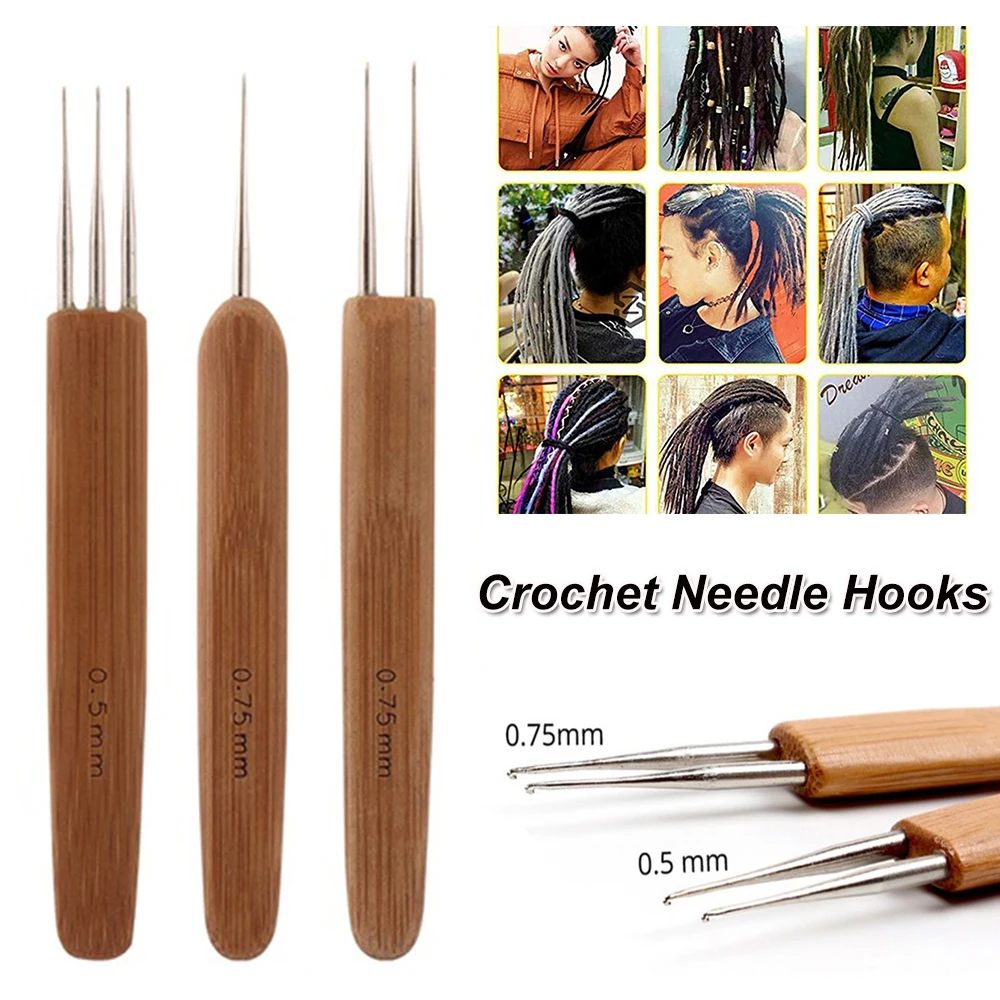 Один двойной тройной дредок спицы для вязания Бамбуковая ручка микро крючок