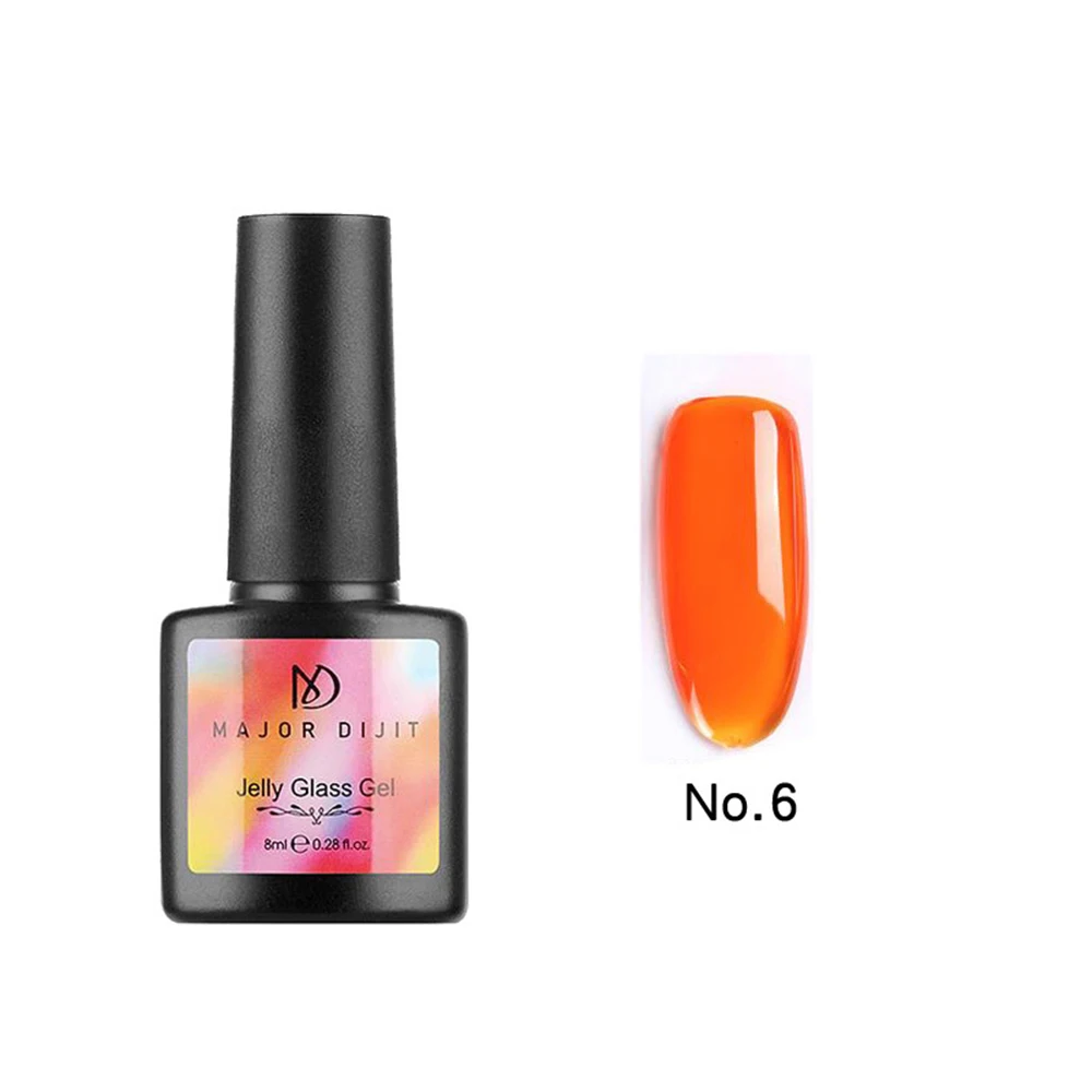 6 цветов желе стекло гель для ногтей летний атрибут УФ лак для ногтей замочить от DIY гладкий прозрачный лак для маникюра инструмент - Цвет: orange