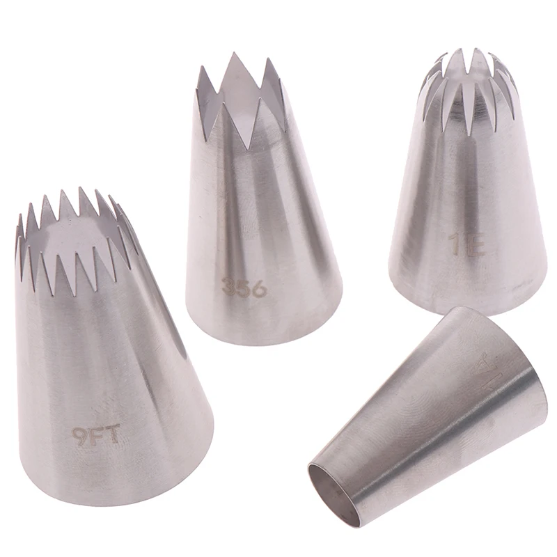 4Pcs Stainless Steel Nozzles Cupcake Large Icing Piping Nozzle Pastry Tips Baking Tools Cakes Decoration Set new
