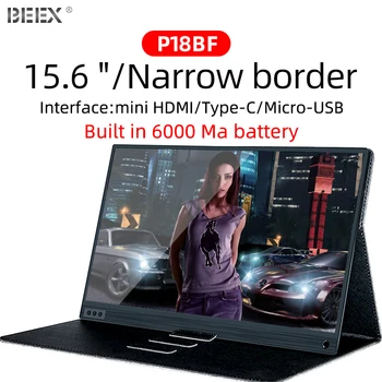 

BEEX Portable Monitor with battery 1920x1080 HD IPS 15.6-inch LCD display for Laptop Phone Switch Xbox Pc