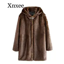 Зимние Повседневные женские пальто из искусственного меха размера плюс, пальто и куртки средней длины из кроличьего меха с капюшоном для женщин, зимние пальто