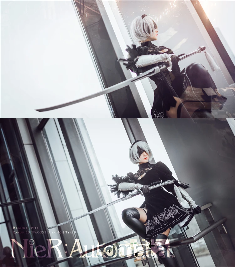 НИР: автоматы YoRHa № 2 Тип B Платье для косплея форма Хэллоуин НИР: автоматы 2B 9S Косплэй девушка обувь на высоком каблуке сапоги