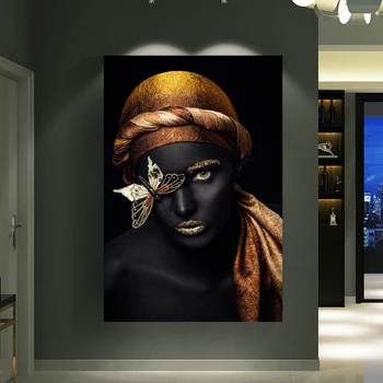 

Fine Gold of The Nobility of African Woman Costly Makeup Is Worn Poster Wall Art Picture for Living Room Home Decor (No Frame)