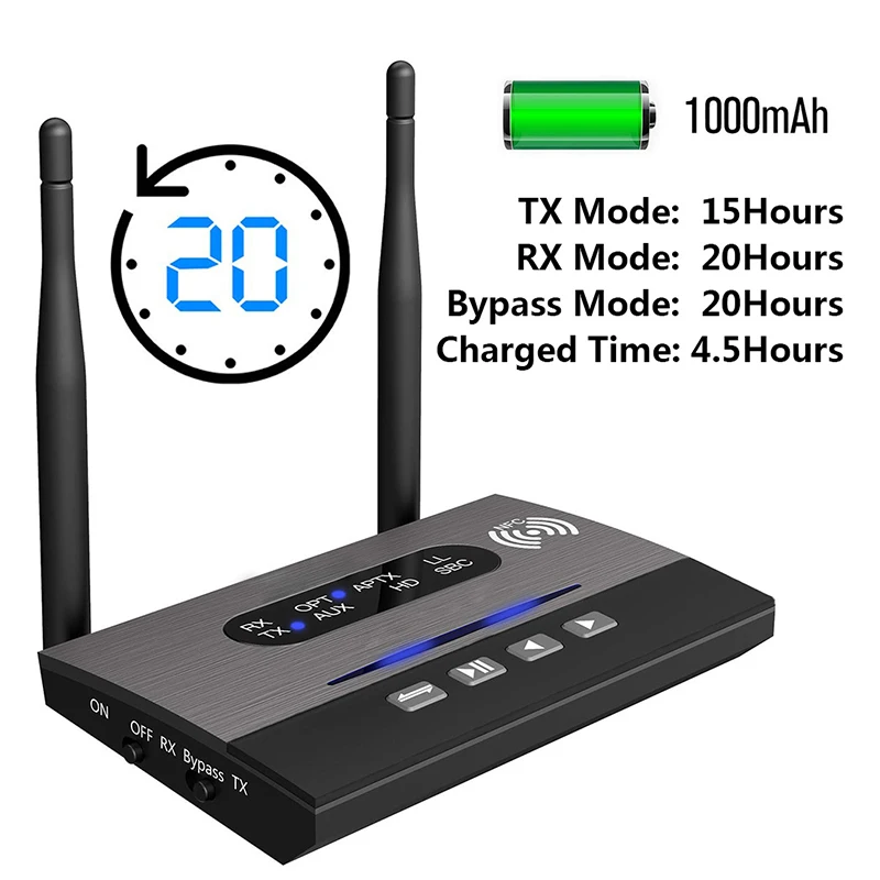 3 In1 Wireless Audio Adapter Long Range Bluetooth 5.0 Transmitter Receiver Low Latency For AptX HD Spdif RCA AUX 3.5mm TV | Электроника