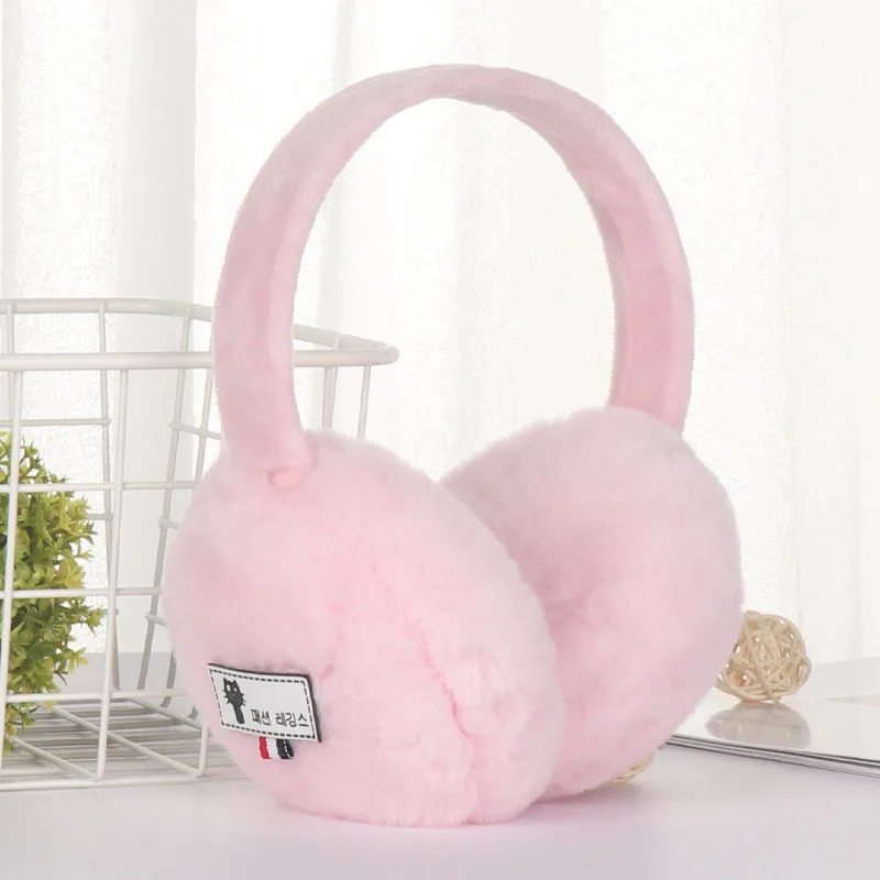 pink Зимние женские наушники однотонные цветные наушники Мода стандарт маркировки теплое пальто с подкладкой и наушники на меху, без застежки наружные наушники - Цвет: pink