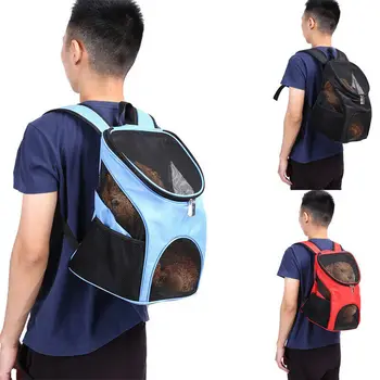 

Breathable Pet Dog Double Shoulder Backpack Outdoor Pet Cat Travel Backpack Fashion Portable Mesh Window Shoulder Bag Bagpack