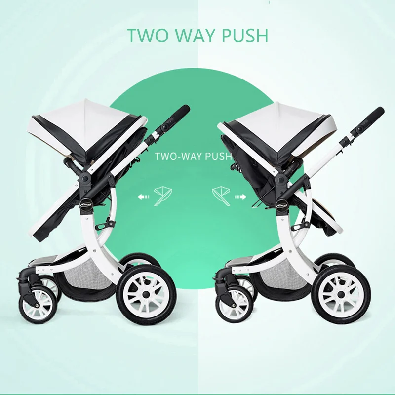 Free shipping Luxury Baby Carriage High Landscape Can Sit Four Wheel Shock Absorber Folding Two-way Baby Stroller With Car Seat