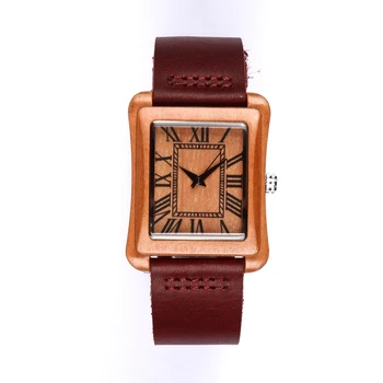 

Creative Wristwatch for Ladies Wooden Watch Men Rectangle Dial Watches Handmade Lightweight Clock Male relogio masculino 2020