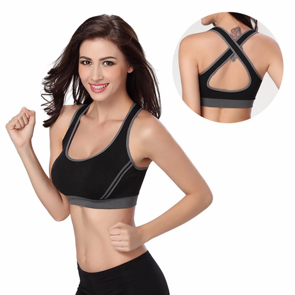1 PC Women Padded Top Athletic Vest Gym Fitness Sports Bra Stretch Cotton Seamless Multicolors Free Shipping popular