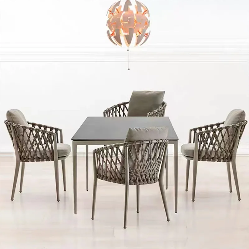 Minimalist Hong Kong Style Small Dining Table And Chair Outdoor Furniture Outside Apartment Villa Garden Terrace Relaxing Chairs