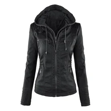 Готическая куртка из искусственной кожи, женские толстовки, зимняя Осенняя мотоциклетная куртка, черная верхняя одежда, куртка из искусственной кожи, пальто