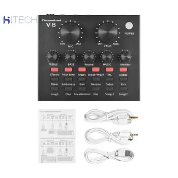 

V8 External Sound Card USB Interface Audio Live Broadcast Microphone Mixer