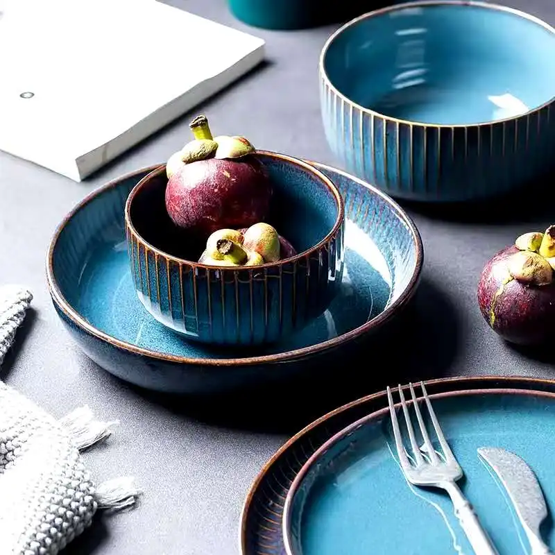 

Tableware The Dishes Dish Caram Japanese The Set Features A Vintage Nordic Dark Blue Salad Plate With 30 Fish Dishes