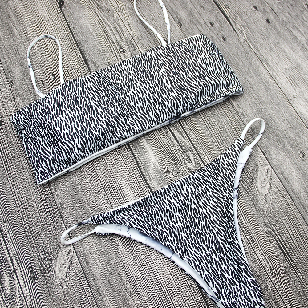 

Women Sexy Double-sided Bikini Set Brazilian Swimsuit Leopard Swimwear Polka Dot Beach Bathing Suit Retro Vintage Biquini