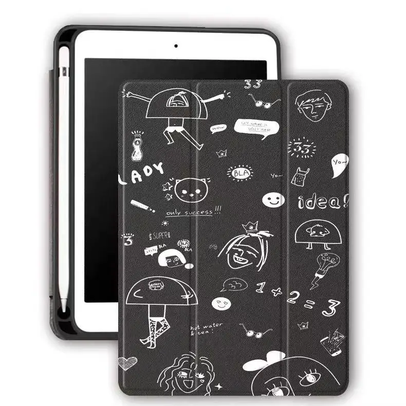 Graffiti IPad iPad чехол 5 Чехол 9,7 Мягкая силиконовая задняя крышка, слот для ручки из искусственной кожи смарт-чехол для iPad чехол 6-го поколения - Цвет: Graffiti