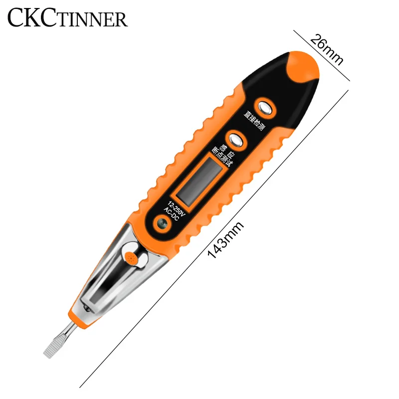 멀티 디지털 테스트 연필 AC DC 12-250V 테스터 전기 스크루 드라이버 LCD 디스플레이 전압 검출기 테스트 펜 전기 도구