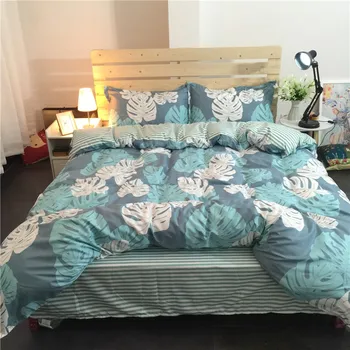 

Nordic Pastoral Style Banana Leaf Pattern Bedding Set A/B Side Simplicity Bed Sheet Duvet Cover Pillowcase Soft Cotton 4pcs