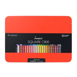 Marco lápices de colores al agua, lápices de colores profesionales para la escuela, cuerpo cuadrado, 24/48