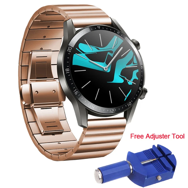 Watch Band for Huawei watch GT2 46MM smart watch Strap For GT 42mm stainless steel butterfly buckle Loop 22mm replacement strap Rose gold