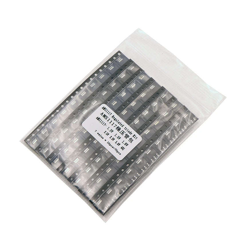 Voltage Regulator IC Transistors Kit 70pcs = 7 Kinds *10pcs AMS1117 Kit AMS1117-ADJ AMS1117-5.0V AMS1117-3.3V AMS1117-2.5V AMS1117-1.8V AMS1117-1.5V AMS1117-1.2V