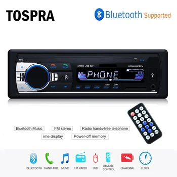 

TOSPRA Car Multimedia Player Bluetooth Autoradio MP3 Player Car Stereo Radio FM Aux Input Receiver USB JSD-520 12V In-dash 1 din