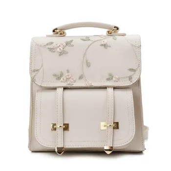 

JCPAL Fashion School Backpack Teenage Girls High Quality Leather Women Shoulder Bag Backpack Floral Embroidery Design Rucksack