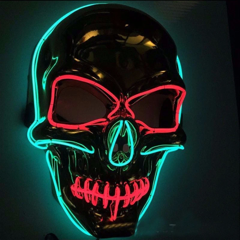 Хэллоуин в форме черепа Led люминесцентная маска El холодный свет призрак день