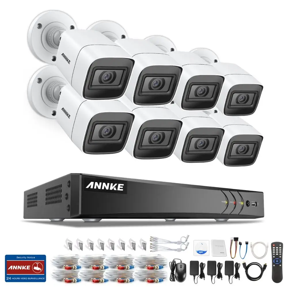 8pcs cameras ANNKE 4K HD ультра прозрачная 8CH охранного видеонаблюдения Системы H.265+ DVR с 4X8X8 Мп ИК на открытом воздухе для любых погодных условий CCTV Камеры Скрытого видеонаблюдения комплект - Цвет: 8pcs cameras