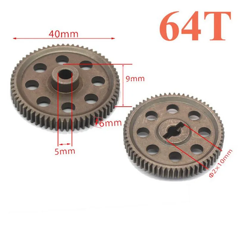 17-64T Ingranaggio differenziale cilindrico in metallo + 4 pezzi Pignone motore Set pezzi di ricambio di ricambio per auto RC HSP 1/10 94111 94123 - immagine 5