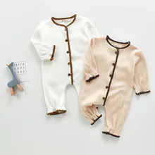 

Ecavus Korean Baby Boys Girl Romper Long Sleeve Fashion Newborn Jumpsuit Cute Cotton Baby Clothes Solid Loose Infant Girl Romper