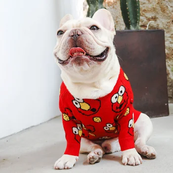 

Soft Dog Sweater Classic Pet Casual Outfit Costume Fashion Cardigan Sweater Knit Jacket For Schnauzer Bulldog Puppy Clothes
