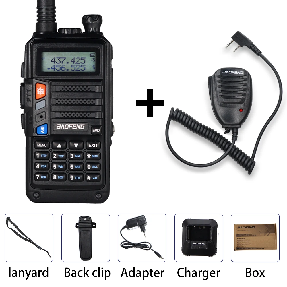 Black add Mic Baofeng UV-5R Pro рация Высокая мощность обновление UV-5R двухстороннее радио двухдиапазонный СВЧ/УВЧ-трансивер CB Ham Радио UV5R Pro - Цвет: Black add Mic