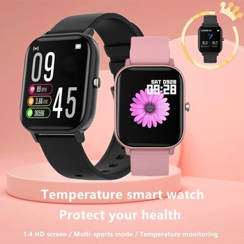 

P8T 1.4 inch Full Touch Screen Measuring body temperature Smart Watch Sport Wrist For Android IOS Heart Rate Fitness Bracelet