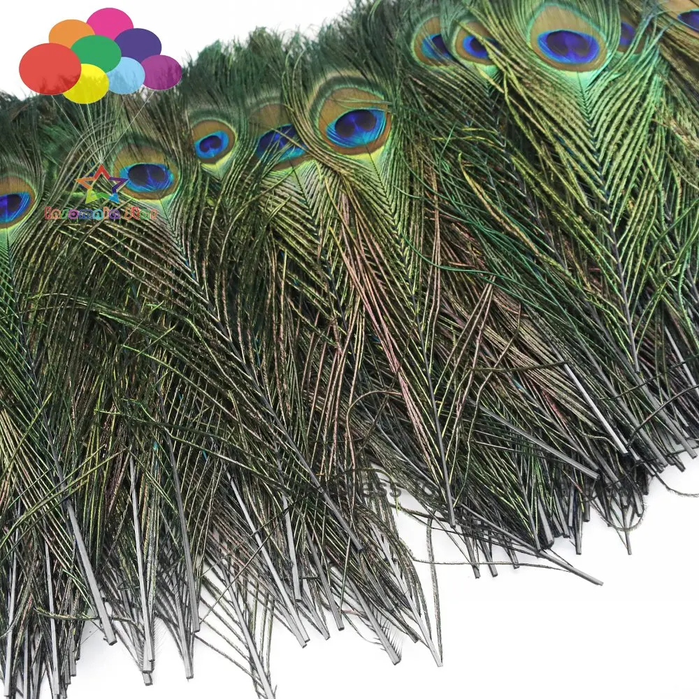 

100pcs 25-30 cm Beautiful Black Peacock Tail Feathers Eyes Decorations Art Dress