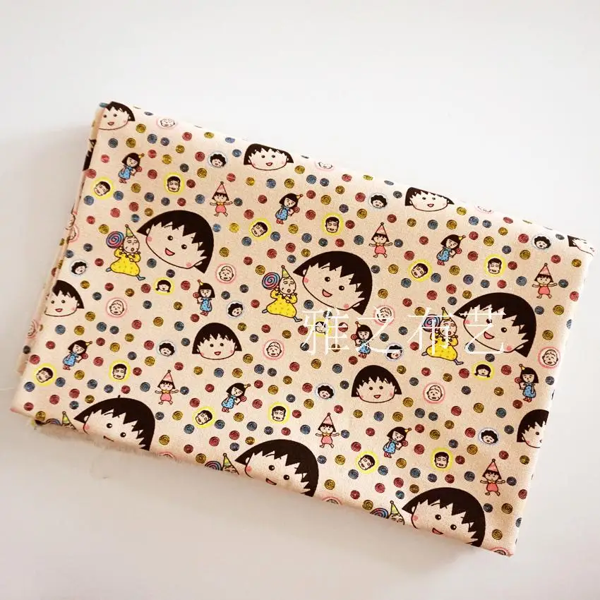 

Japanese Cartoon Chi-bi Maruko Handmade Patchwork Cotton Canvas Fabric Sewing Bag Pillow Diy Tablecloth Curtain Sofa 91cm*145cm
