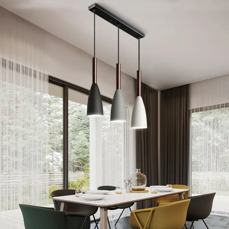 

Northern European-Style Modern Minimalist Restaurant Chandelier Creative Three Head Restaurant Lamps Art Loft Wrought Iron Bar C