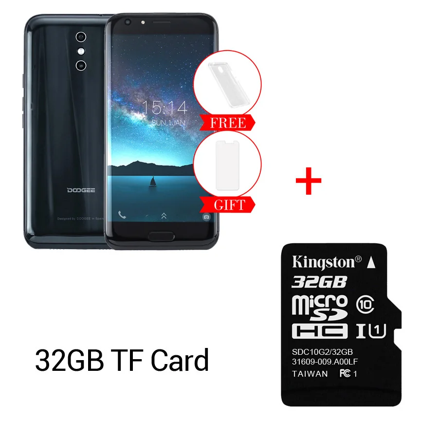 DOOGEE BL5000 Двойная камера 13,0 МП Android 7,0 5050 мАч 12V2A Быстрая зарядка 5,5 ''FHD MTK6750T Восьмиядерный 4 Гб ram 64 Гб rom смартфон - Цвет: Black N  32GTF Card