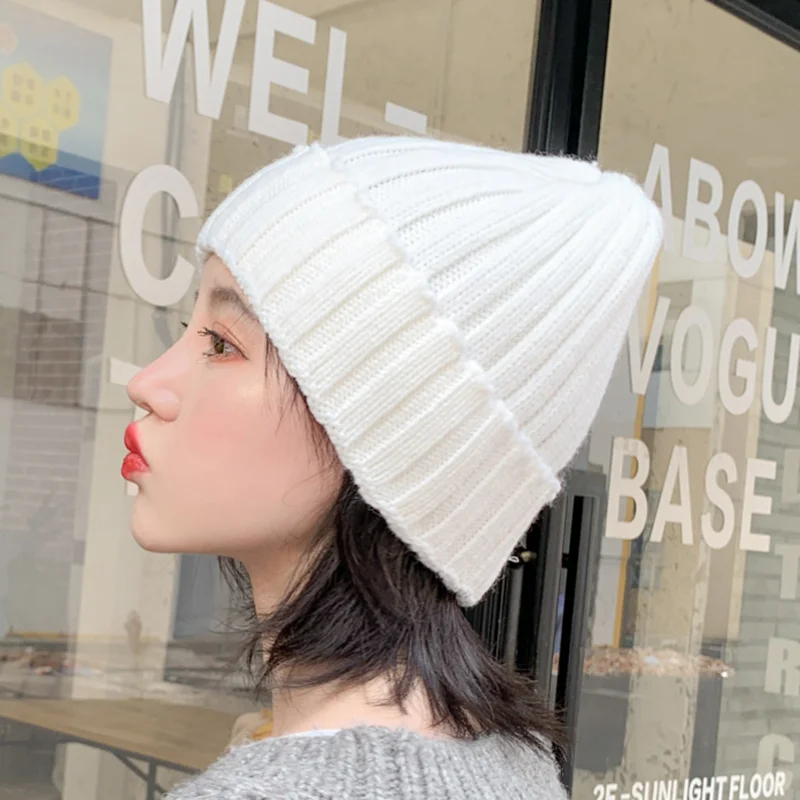 Новая Вязаная шшапка harajuku Мода головные уборы Skullies Вязание шляпа, мужские и женские бейсбольные кепки, негабаритный Slouchy мешковатые зима теплая Мужская Лыжная Шапочка
