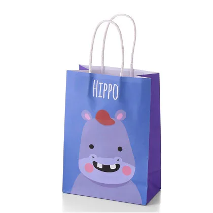 6pcs Животное подарочные пакеты для вечеринки лес конфеты подарочные лечения уютное подвесное Бумага сумки с ручками для детей с изображением животных в стиле День рождения, детский душ Вечерние - Цвет: 6pcs