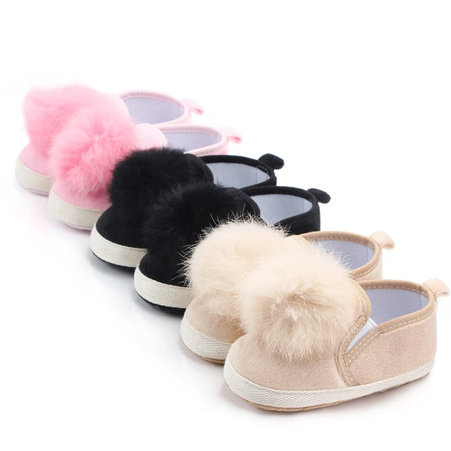 Pompom Baby Shoes Cotton Newborn Baby Girl Shoes Walkers Soft Sole Non-Slip Toddler Infant Girls Shoes Schoenen Slofjes - AliExpress