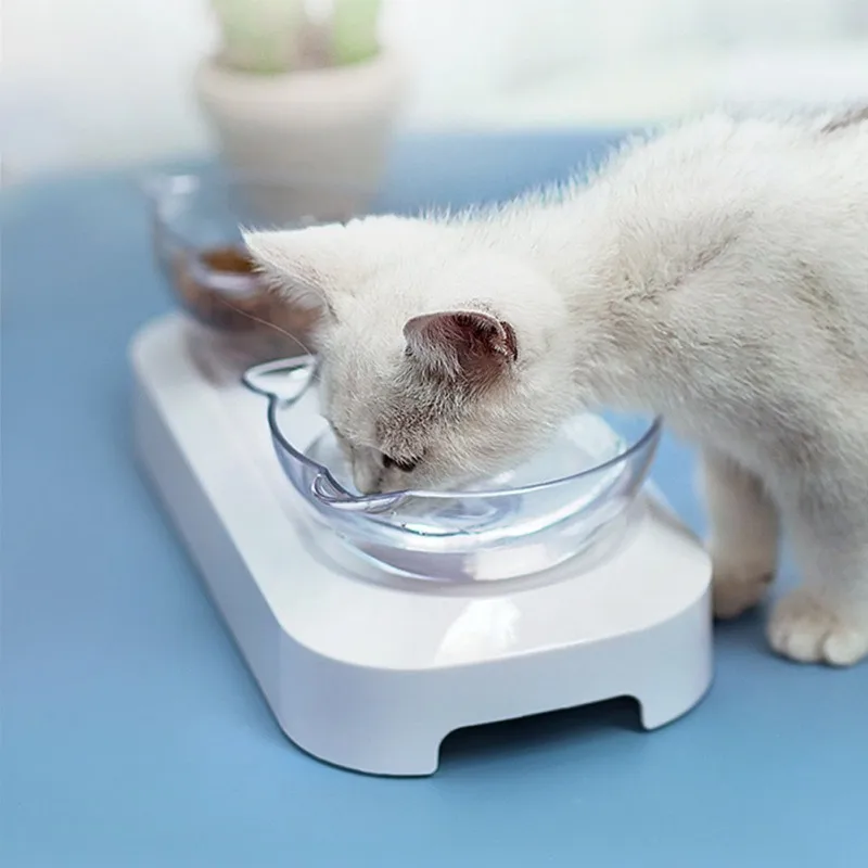 Pet Шея выделенная 15 градусов наклонная Подающая миска для кошек и собак противоскользящая стойка для посуды для домашних животных миска для еды многофункциональная чаша