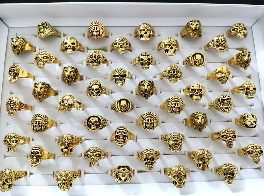 20pcs Skull Ring Punk Vintage Skeleton Rings Mens Womens Styles Mixed Gothic Hiphop Jewelry 4